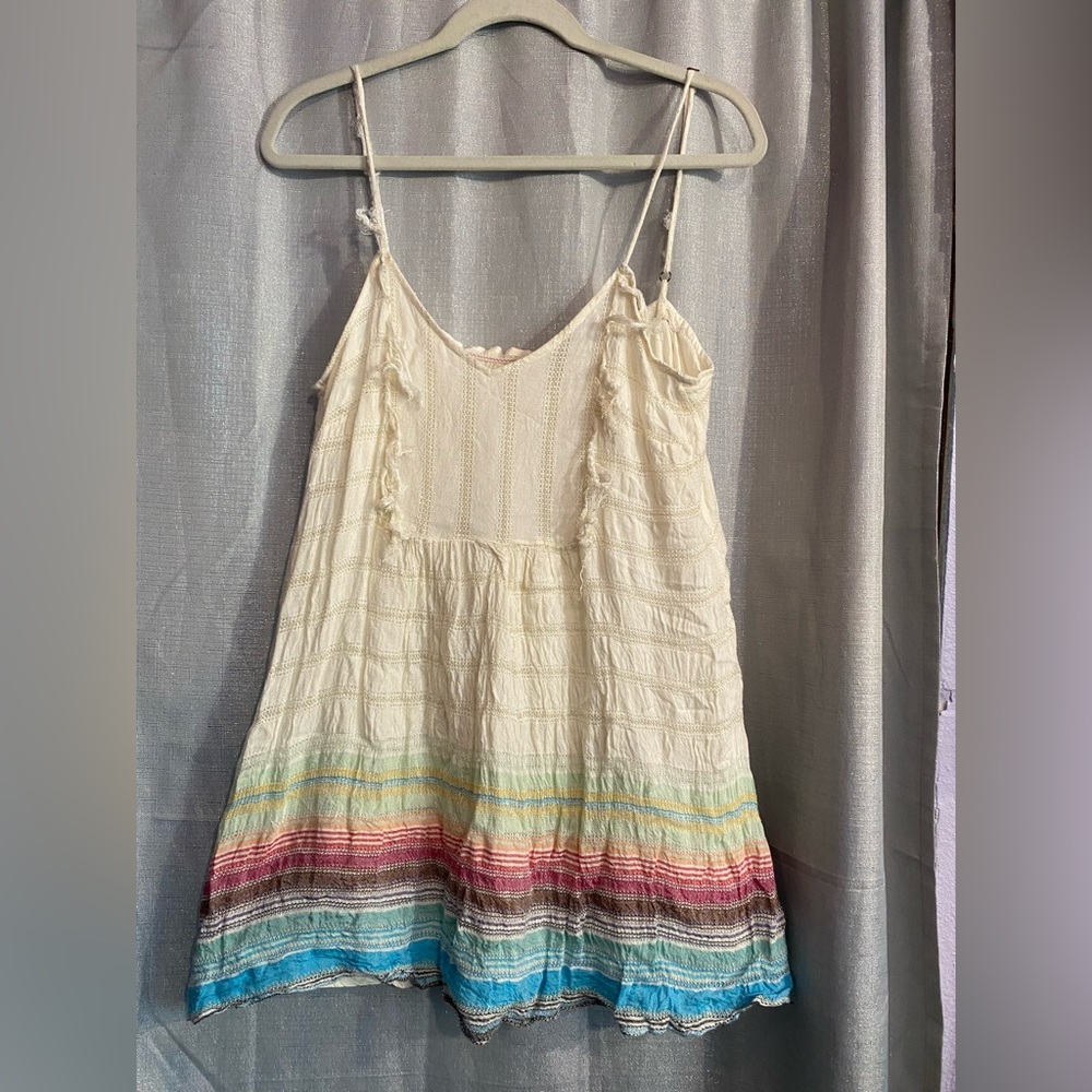 VTG 90s Billabong Cream and Rainbow Striped Camisole / dress